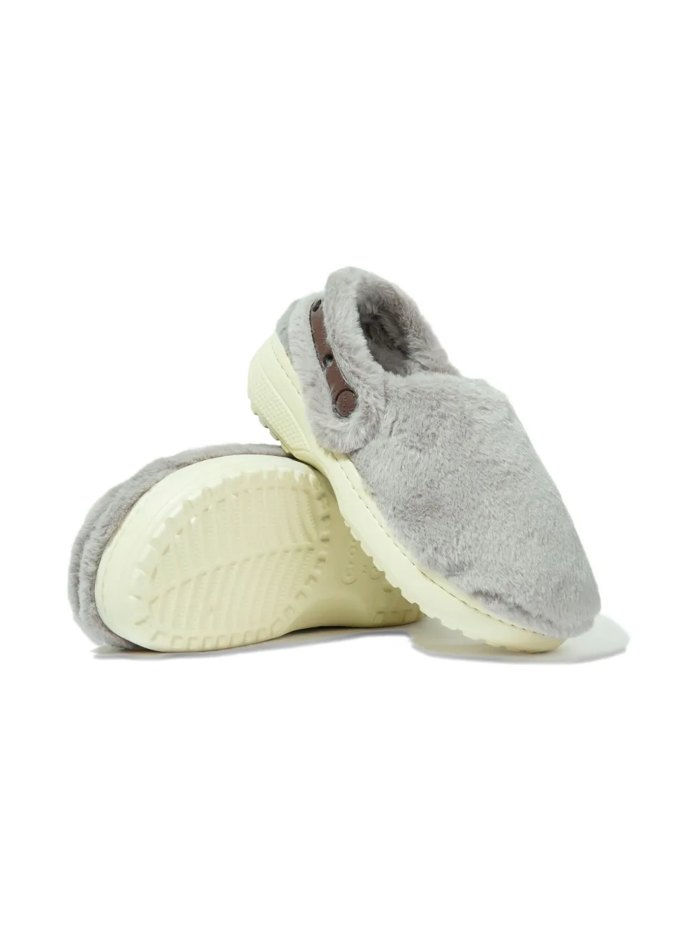 Crocs Kids Cozzzy faux-fur strap slippers - Grijs