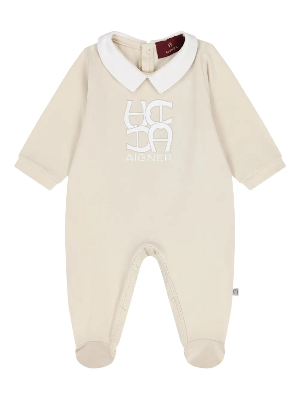 Aigner Kids logo-print collared babygrow | Neutrals | Image 1