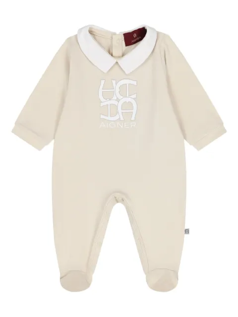 Aigner Kids logo-print collared babygrow