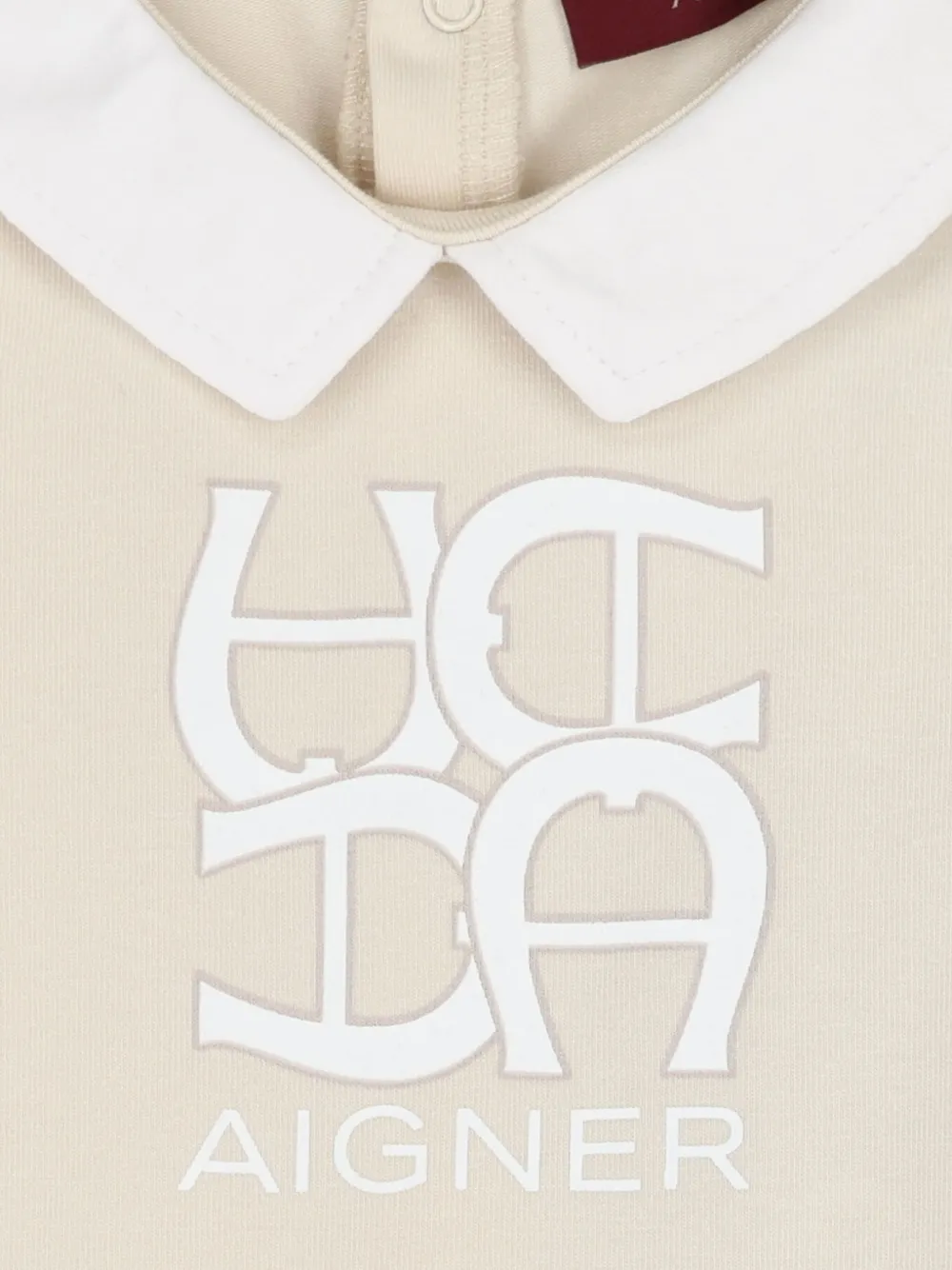 Aigner Logo-print Collared Babygrow In Neutral