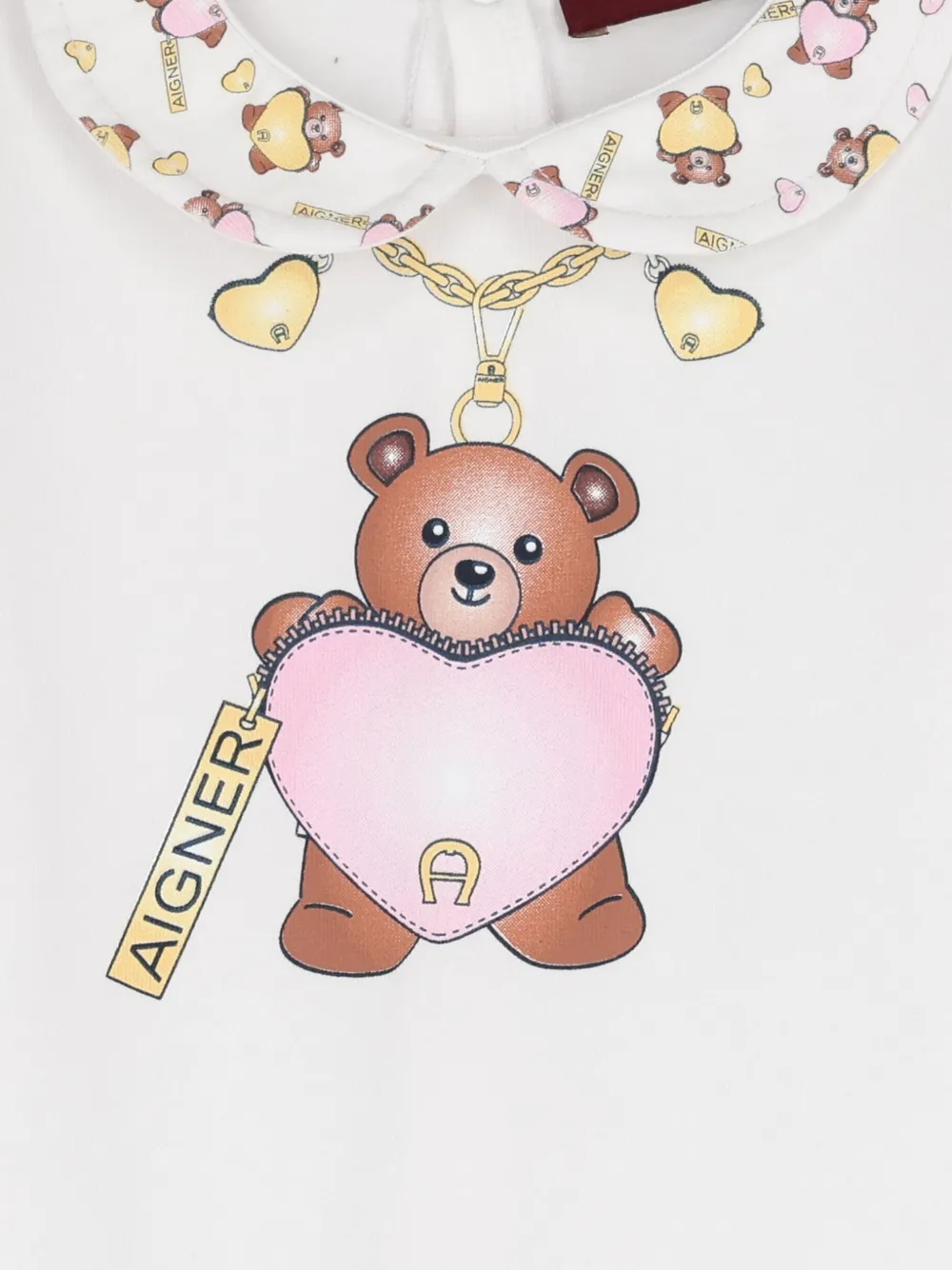 Aigner Teddy-bear Heart Babygrow In White