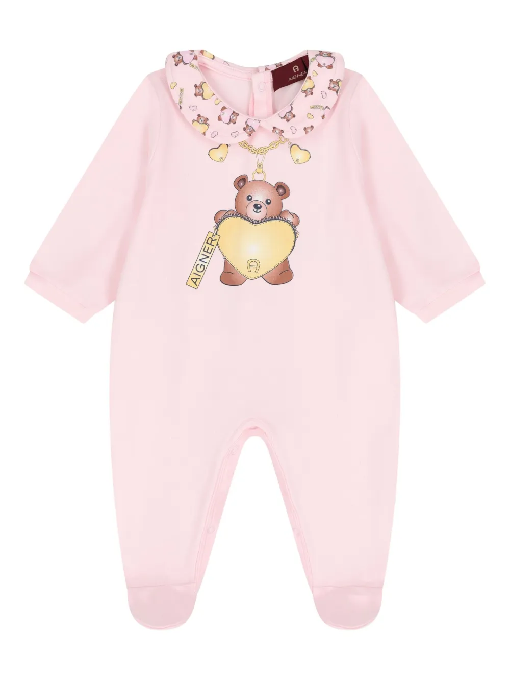 Aigner Kids teddy bear-print babygrow | Pink | Image 1