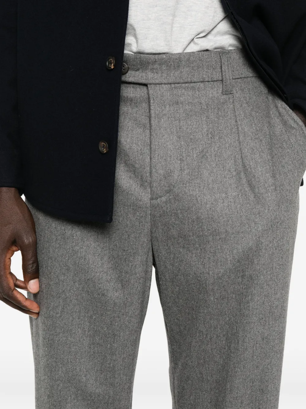 Eleventy Pleated Wool Trousers In Gray