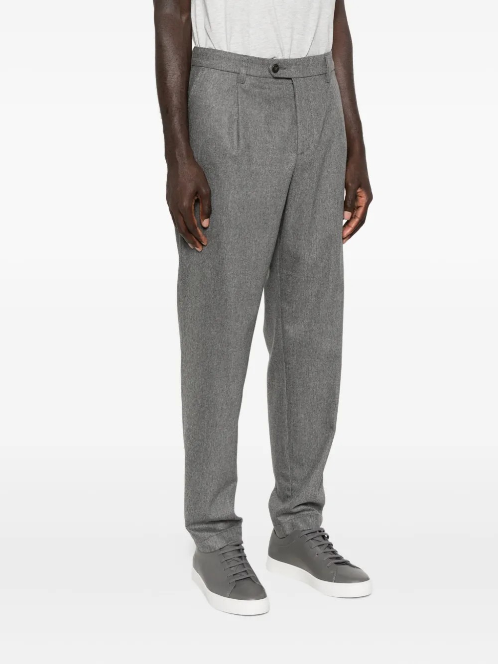 Eleventy Pleated Wool Trousers In Gray