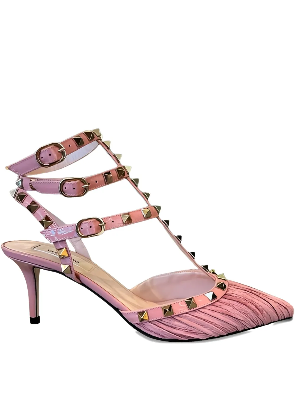 Valentino Garavani 25.5mm pleated studded pumps Red