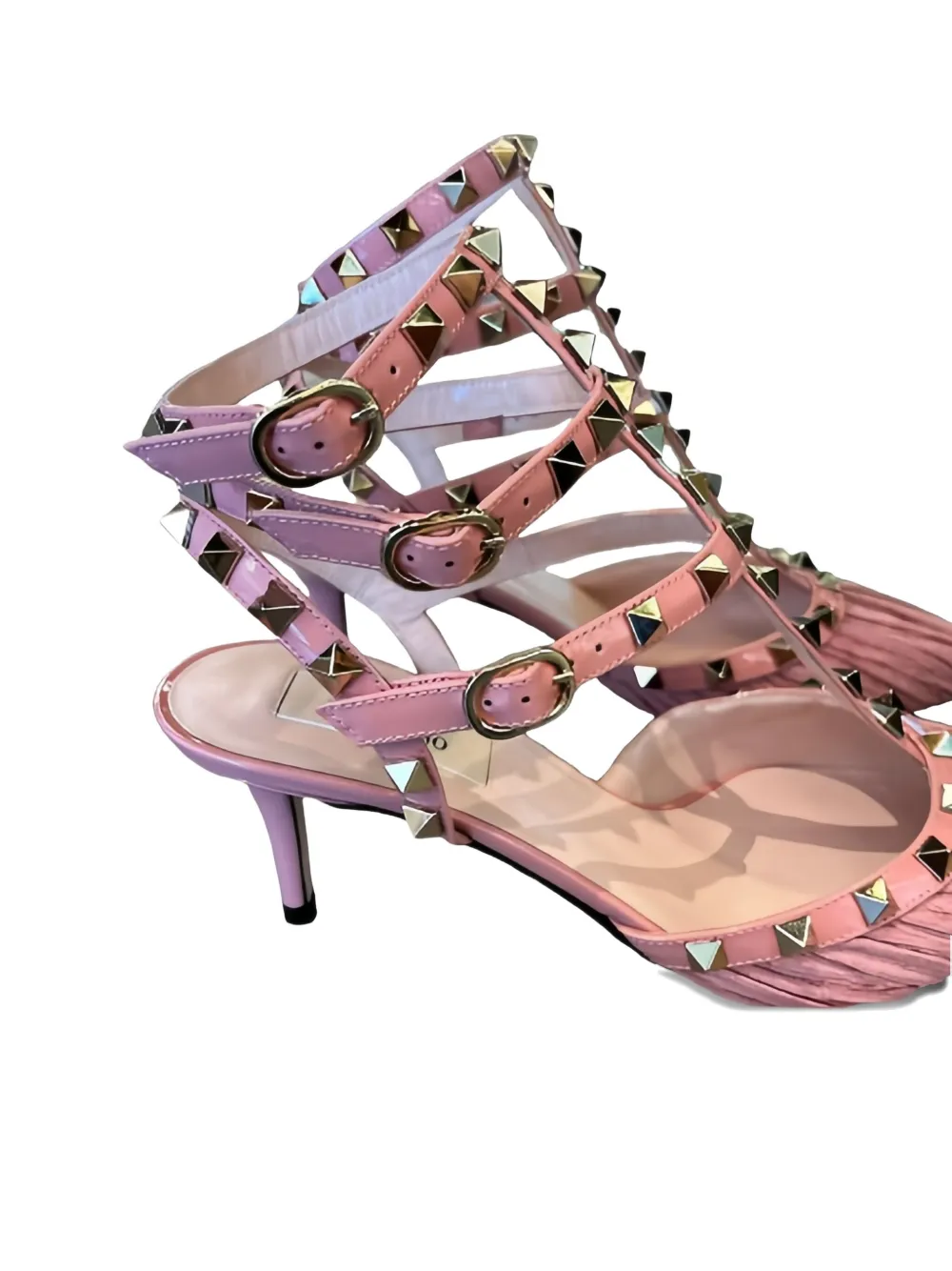 Valentino Garavani 25.5mm pleated studded pumps Rood