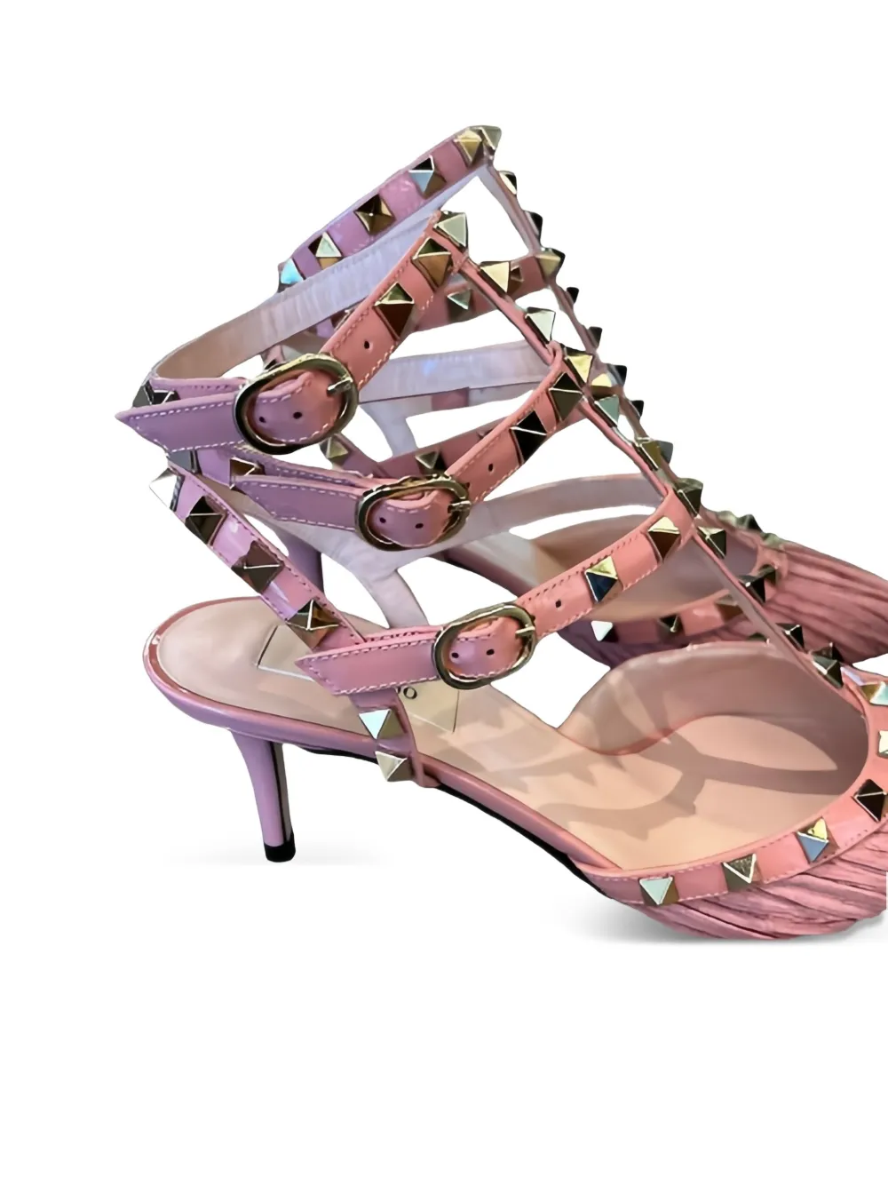 Valentino Garavani 25.5mm Rockstud pleated pumps Pink