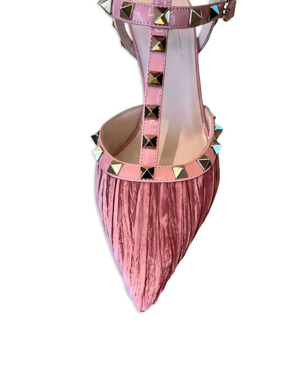 Valentino Garavani 25.5mm Rockstud pleated pumps Pink
