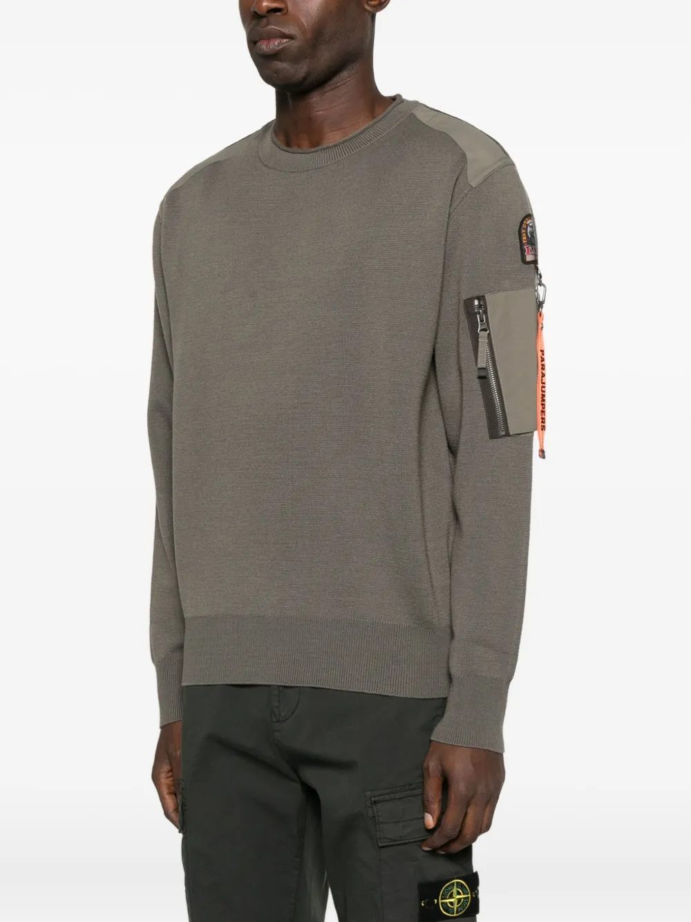 Parajumpers Crew-neck Panelled Sweatshirt In Brown