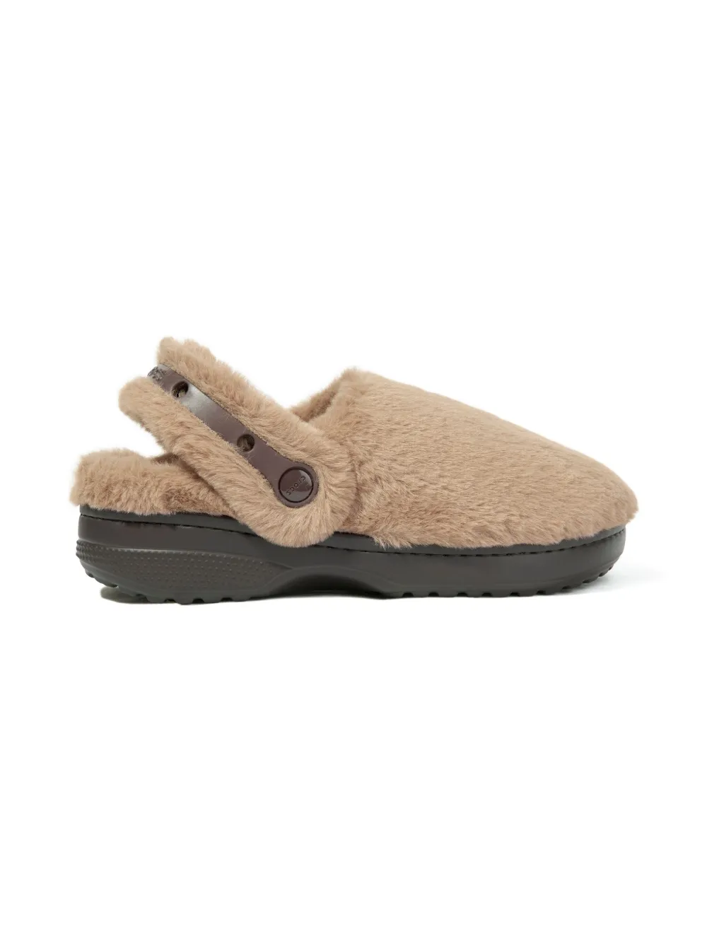 Crocs Kids Cozzzy slippers met bandje van imitatiebont Beige