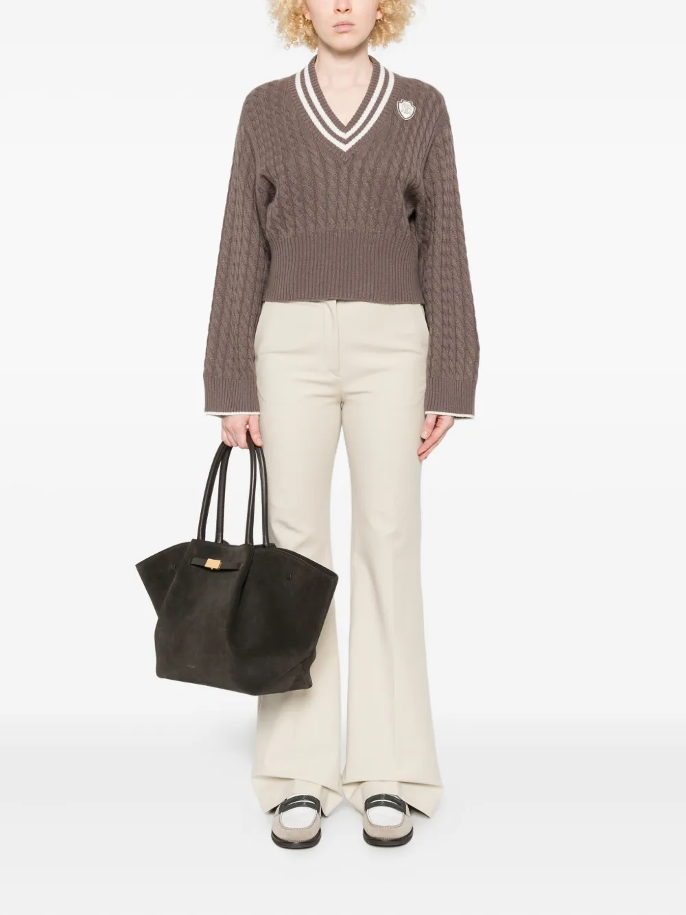 Brunello Cucinelli cable-knit V-neck sweater | Knitted Sweaters | Image 2