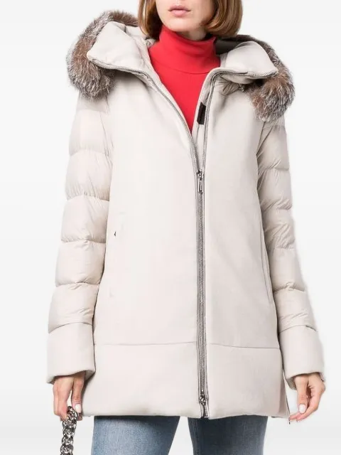 Moorer padded fur-trimmed hood jacket