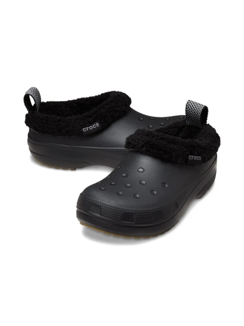 Crocs Kids Slippers met afwerking van bont Zwart