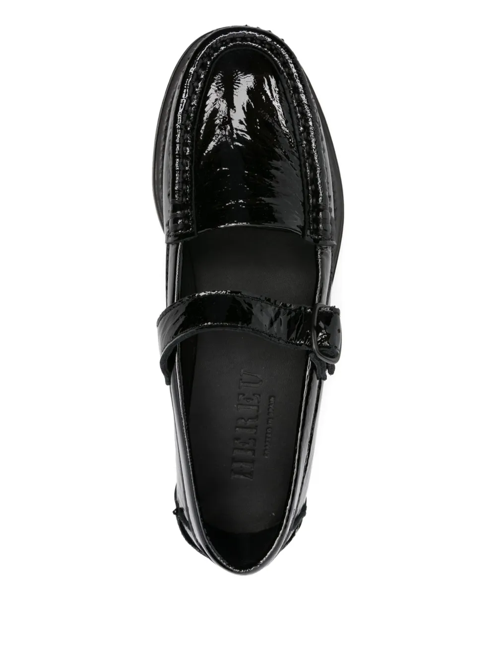 Hereu Blanquer Crinkled Glossy Loafers In Black