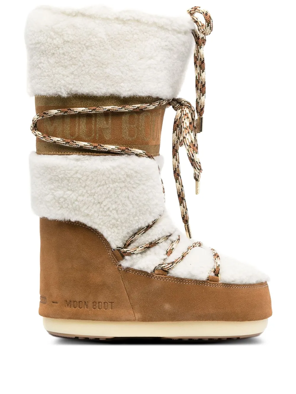Moon Boot 40mm lace-up shearling boots Neutrals