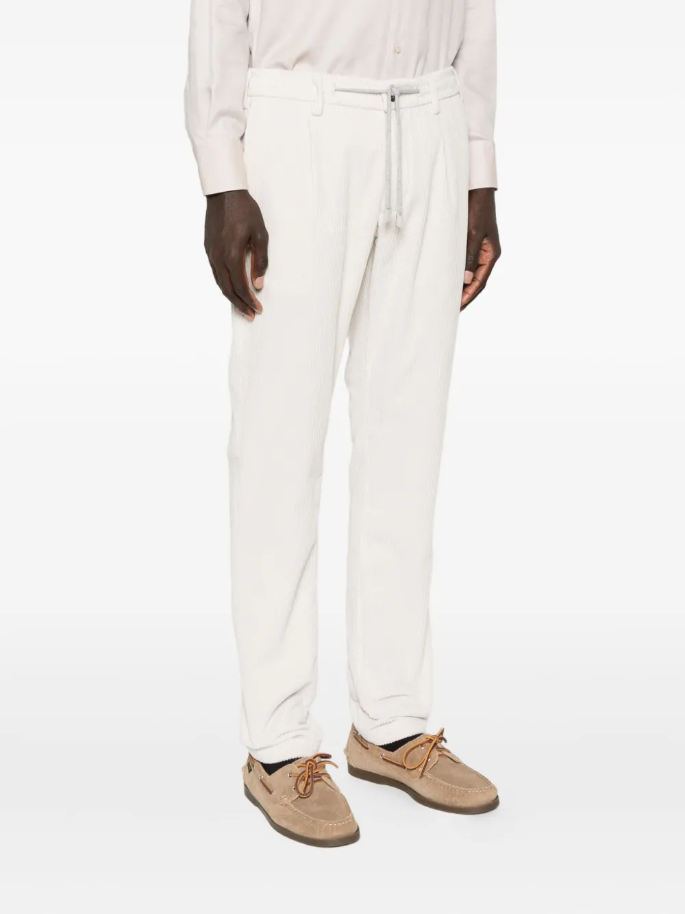 Eleventy Ribfluwelen broek Wit