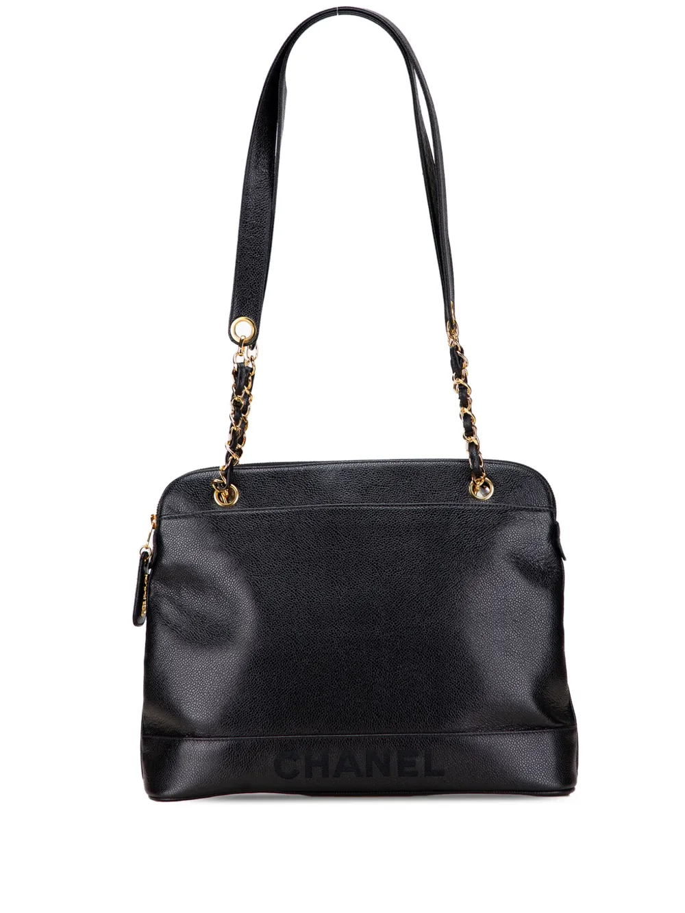 CHANEL Pre-Owned 1996-1997 Caviar Logo shoulder bag - ブラック CHANEL Pre-Owned 1996-1997 Caviar Logo shoulder bag - ブラック