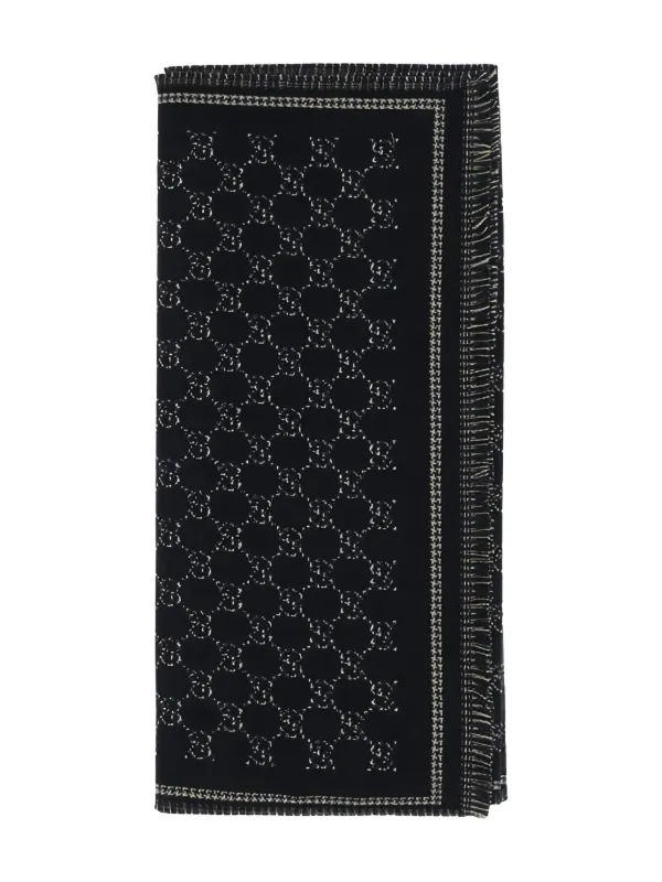 GUCCI モノグラムスカーフ Gucci モノグラム スカーフ | ブラック | FARFETCH JP