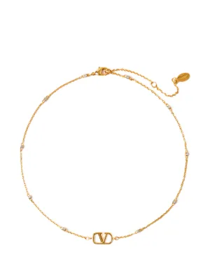 Valentino Garavani Mini Vlogo Signature Necklace In Metal And