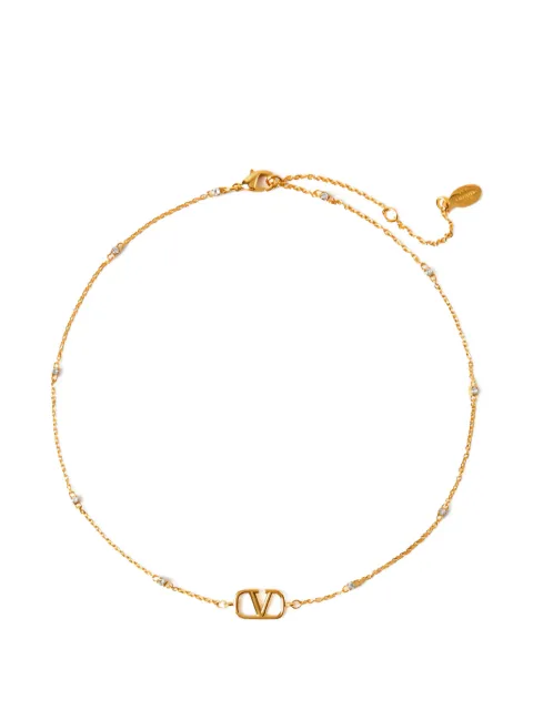 Valentino Garavani collar Vlogo Signature mini en metal y cristales swarovski