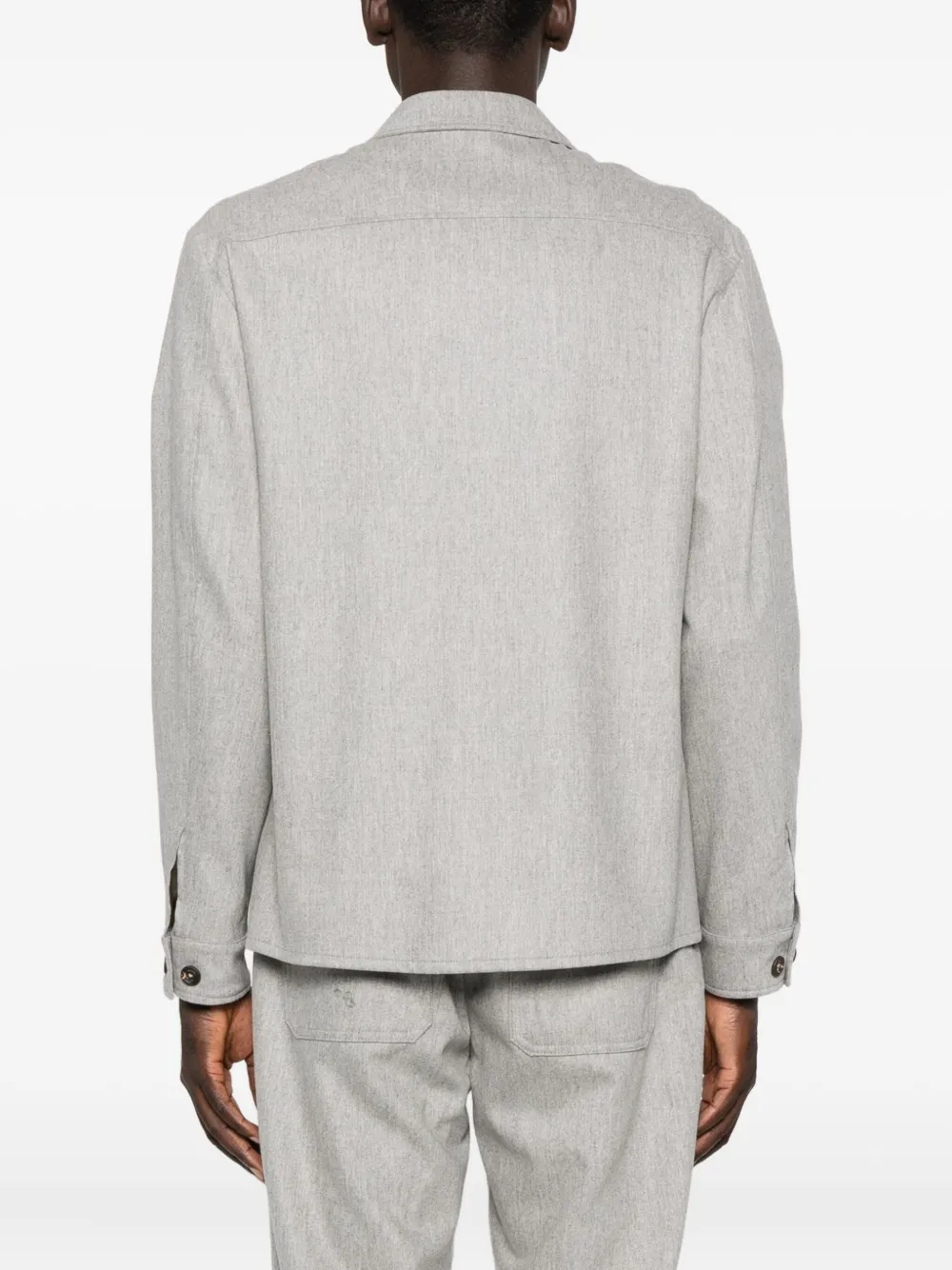 Eleventy Wool-blend Overshirt In Gray