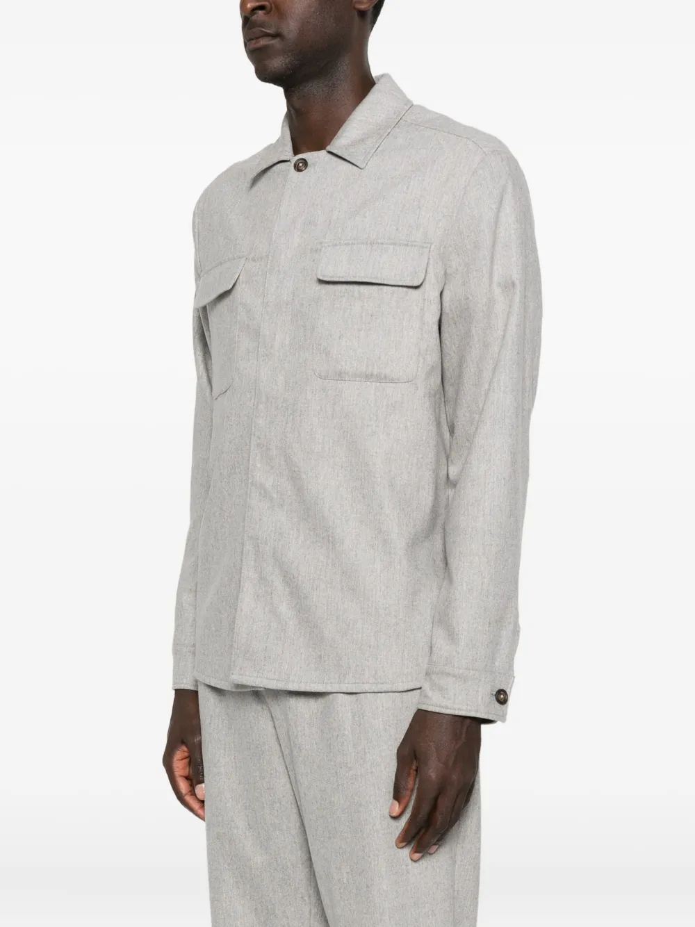 Eleventy Wool-blend Overshirt In Gray