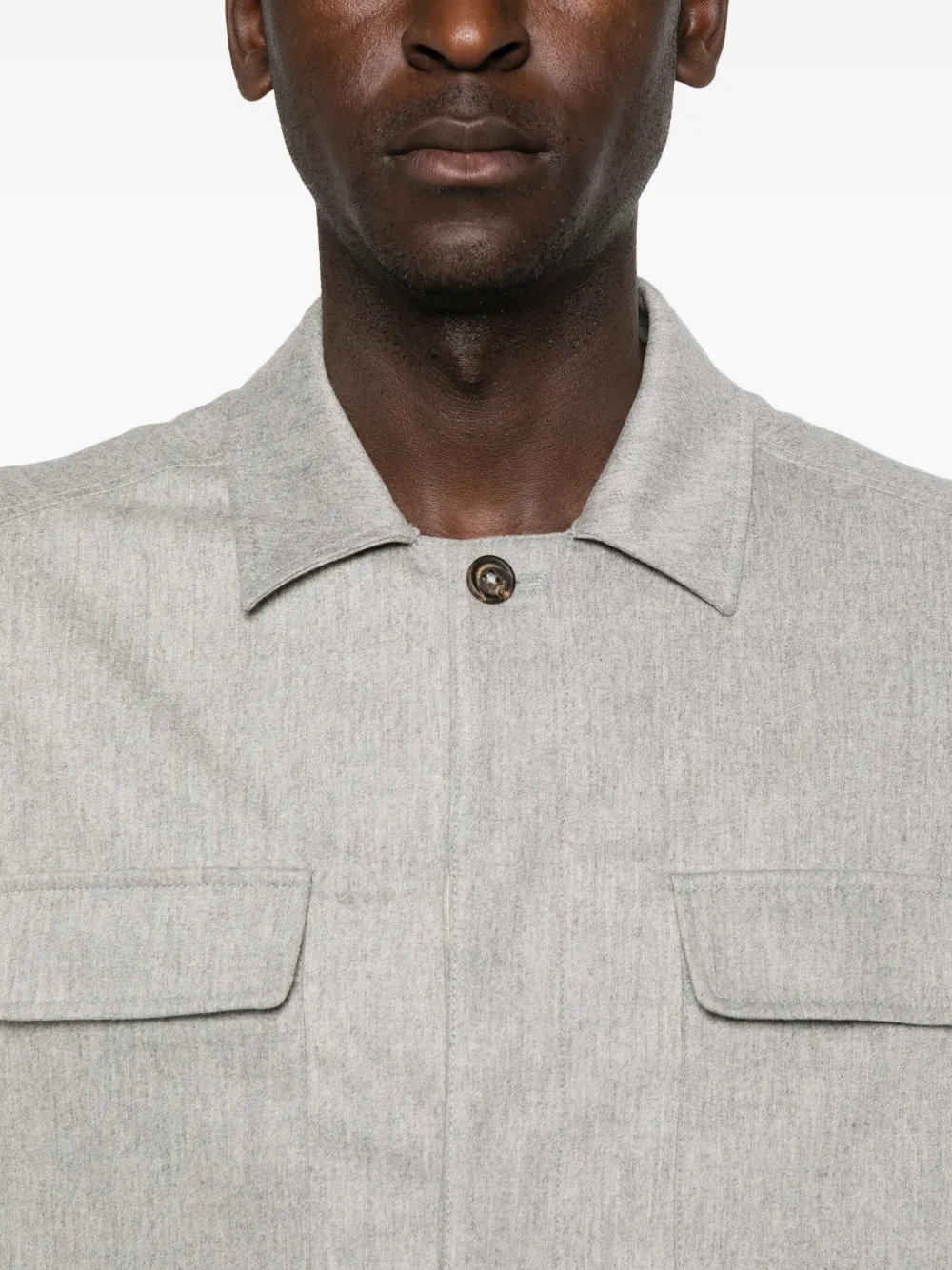 Eleventy Wool-blend Overshirt In Gray