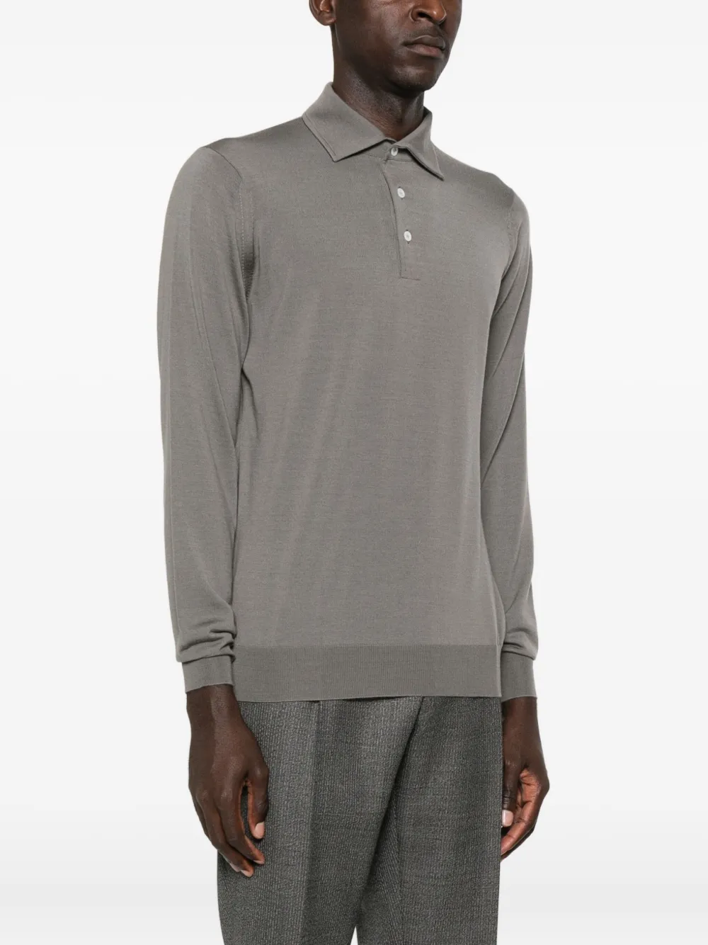 Lardini Poloshirt met lange mouwen Grijs