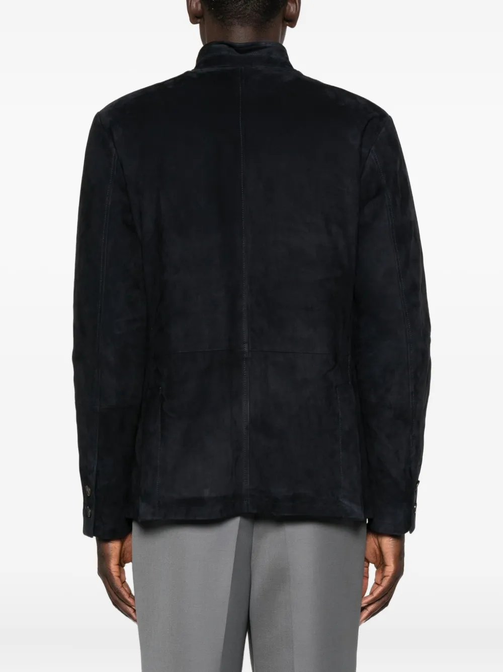 Eleventy Suède jack met opgestikte zak Blauw