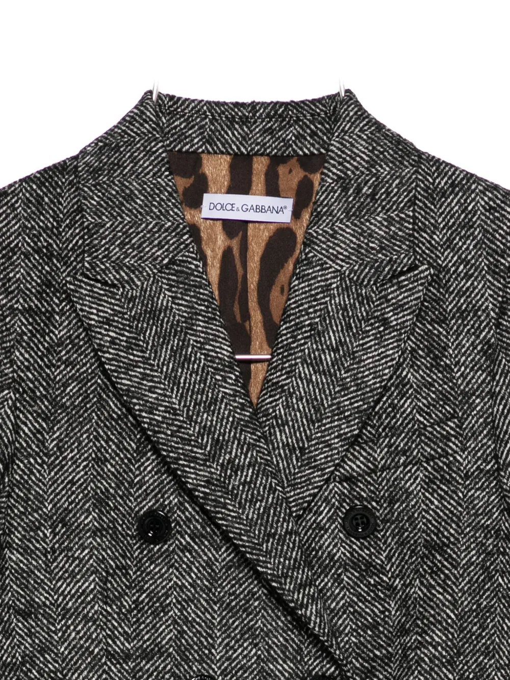 Dolce & Gabbana Herringbone Double-breasted Blazer In Black