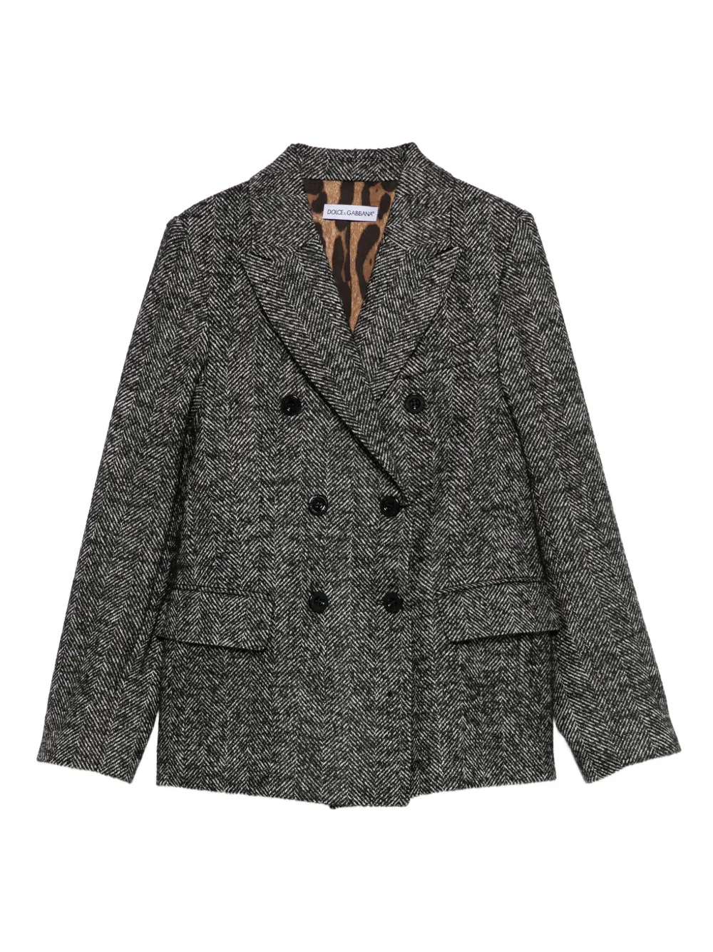Dolce & Gabbana Kids herringbone double-breasted blazer | Black | Image 1