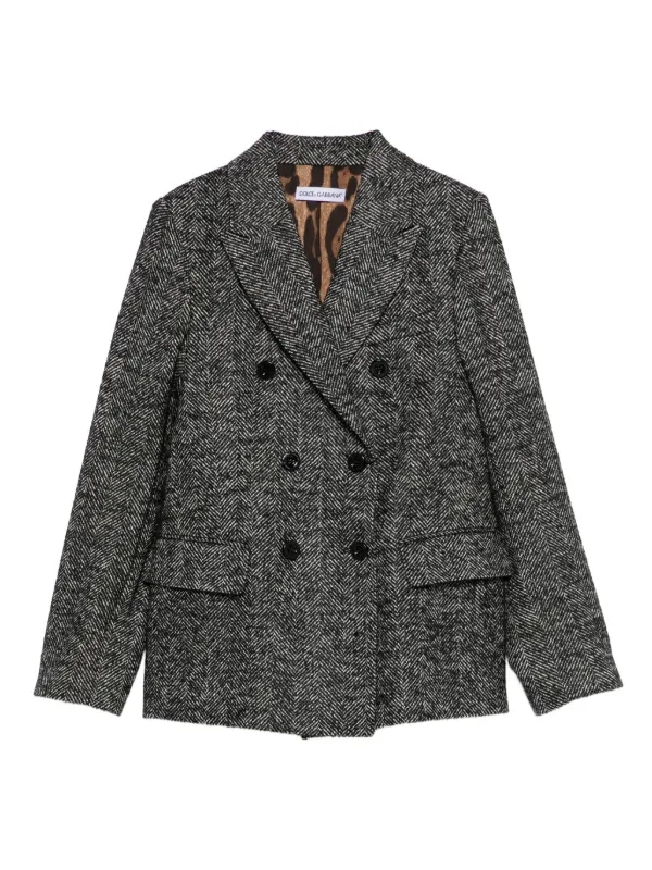 Dolce Gabbana Kids herringbone double-breasted blazer