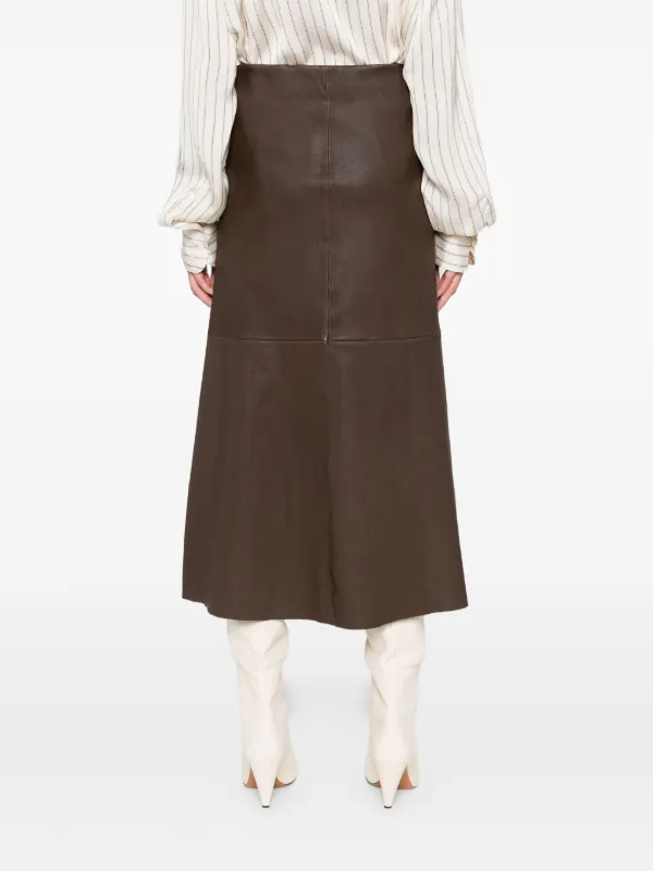 By Malene Birger A-line Lambskin Women Skirt - Brown