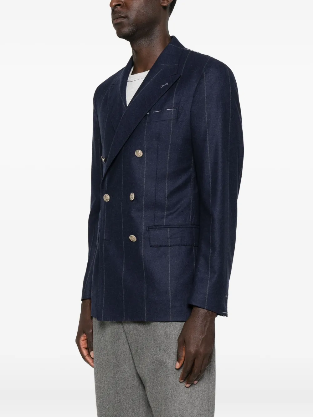 Eleventy Pinstripe Double-breasted Blazer In Brown