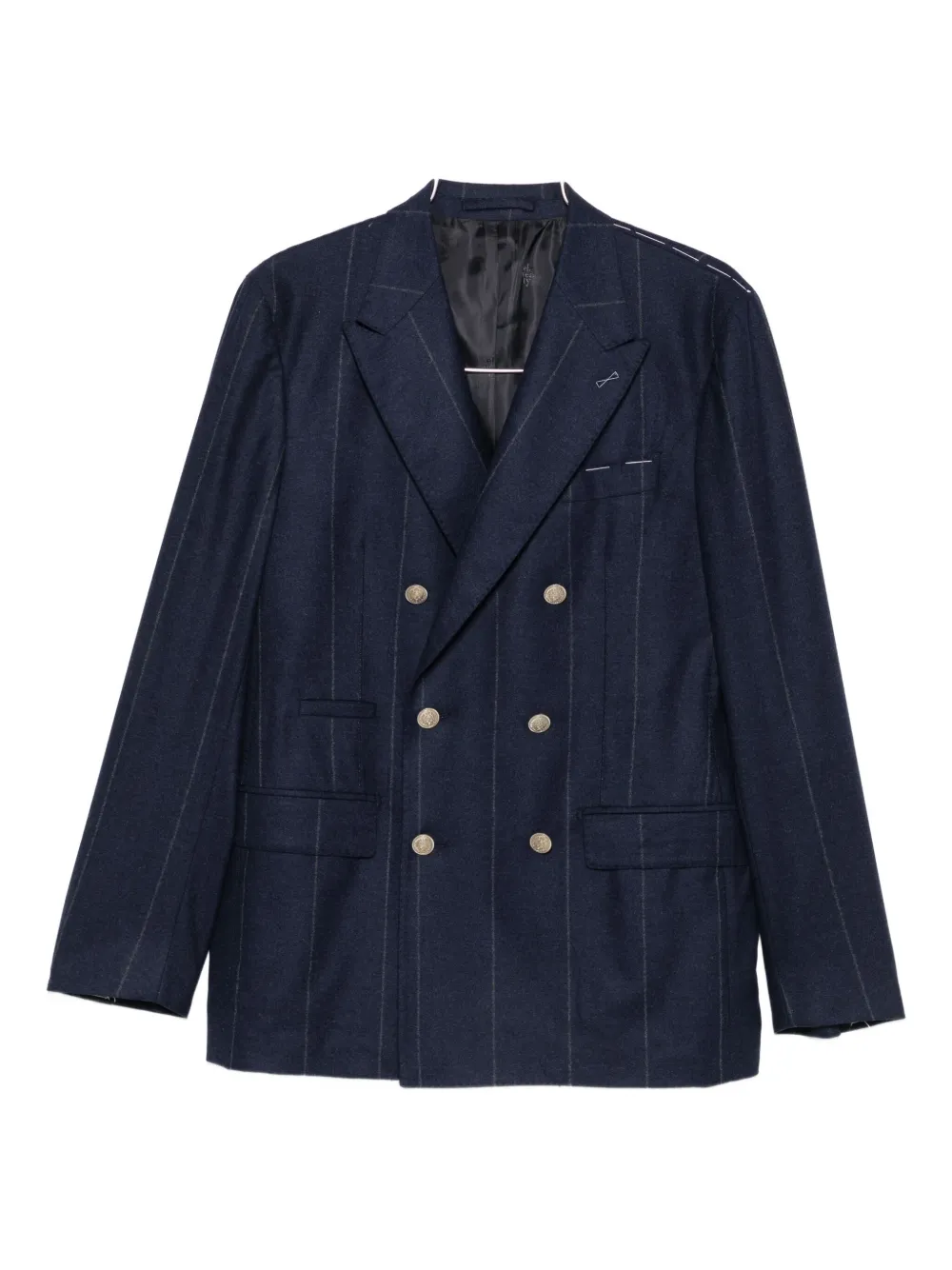 Eleventy Pinstripe Double-breasted Blazer In Brown