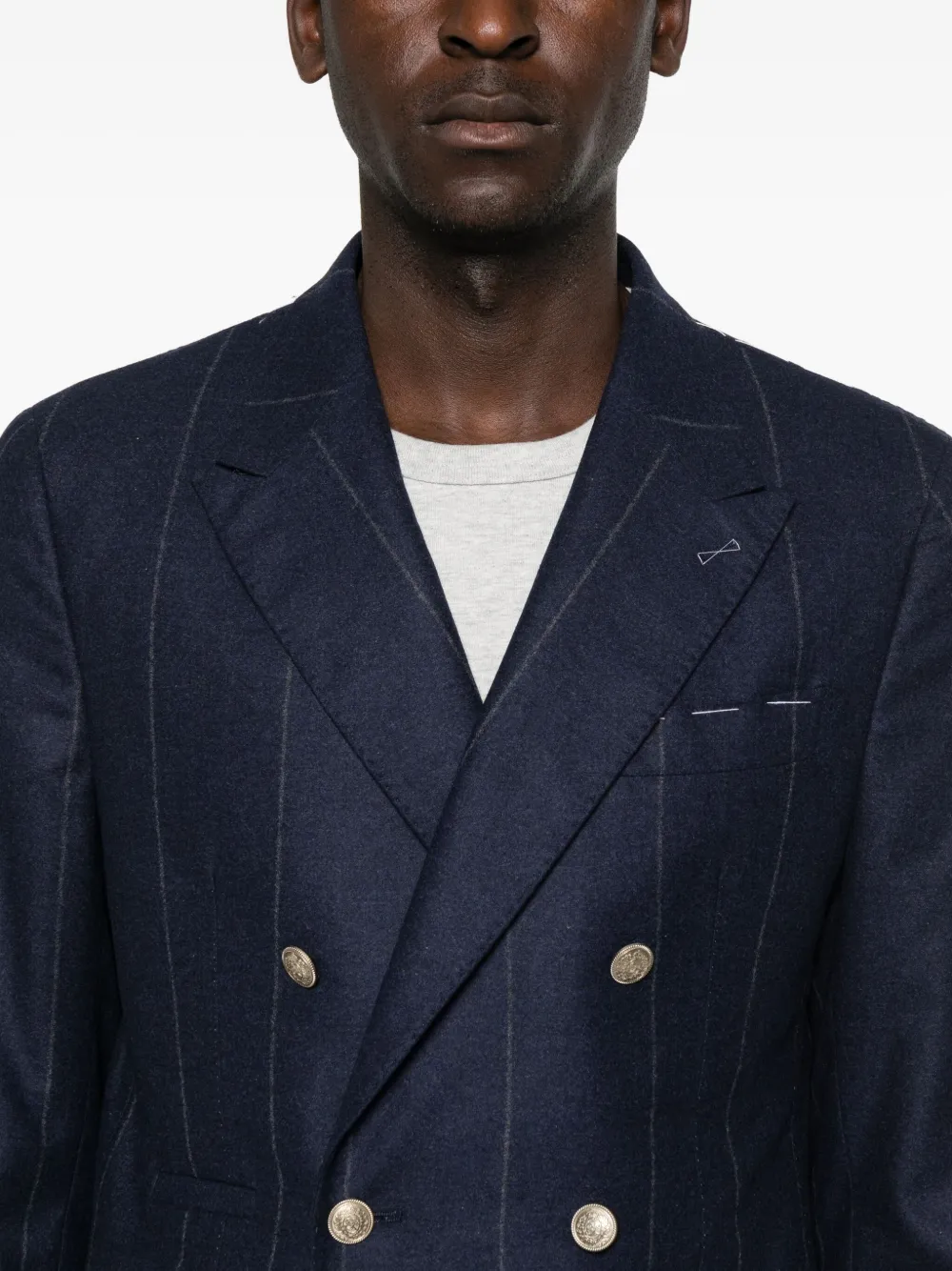 Eleventy Blazer met krijtstreep en dubbele rij knopen Blauw