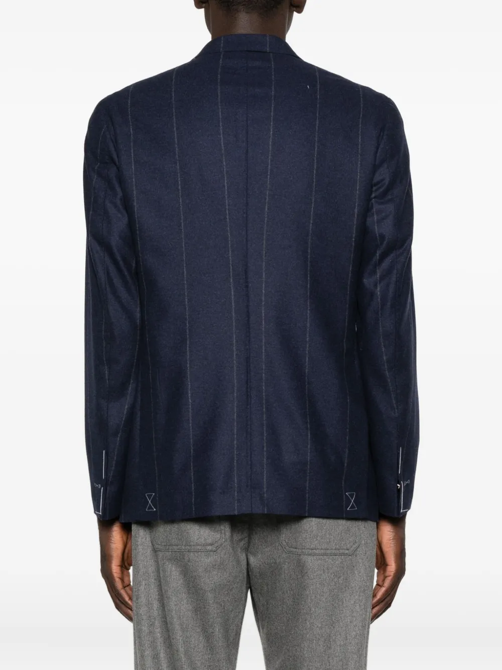 Eleventy Blazer met krijtstreep en dubbele rij knopen Blauw