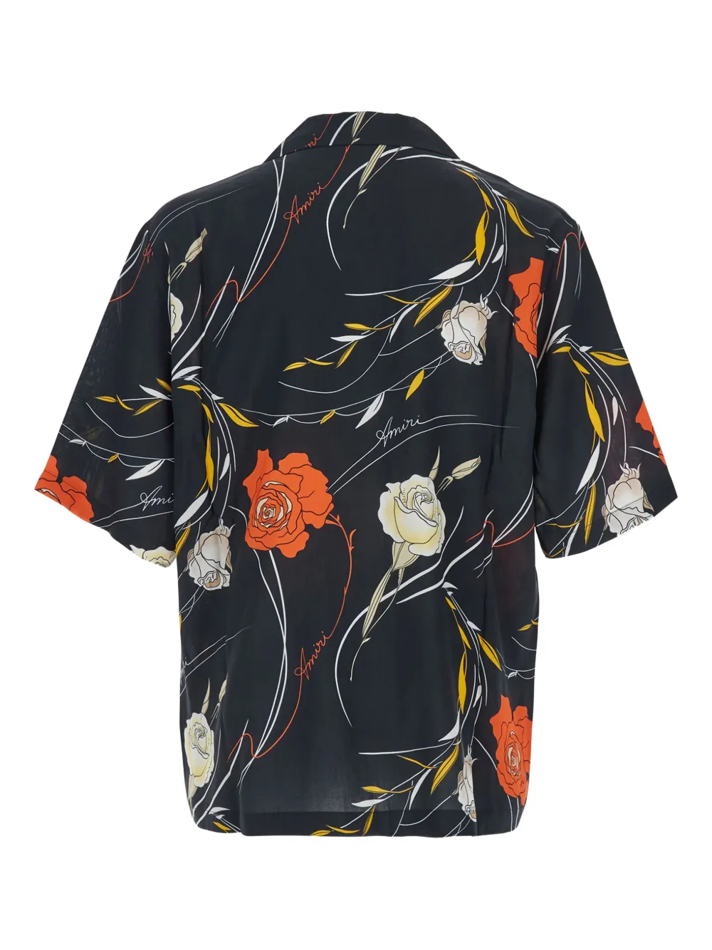 AMIRI rose-print camp-collar shirt - Zwart