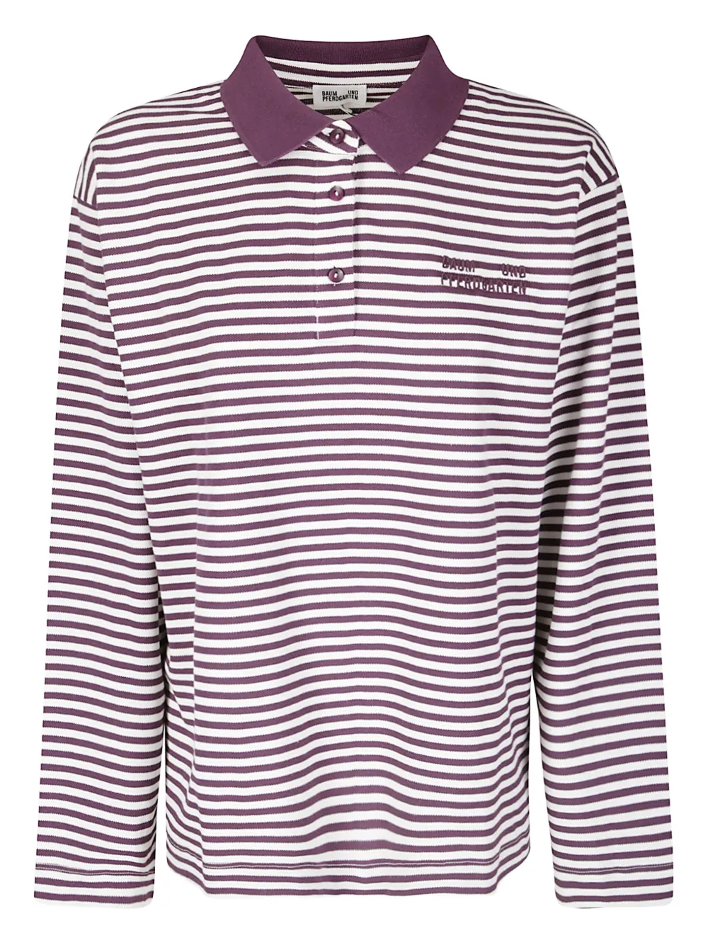 Baum Und Pferdgarten stripe polo top | Purple | Image 1