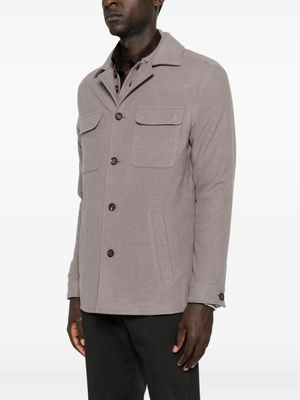 Eleventy Jack met opgestikte zak en knoopsluiting Bruin