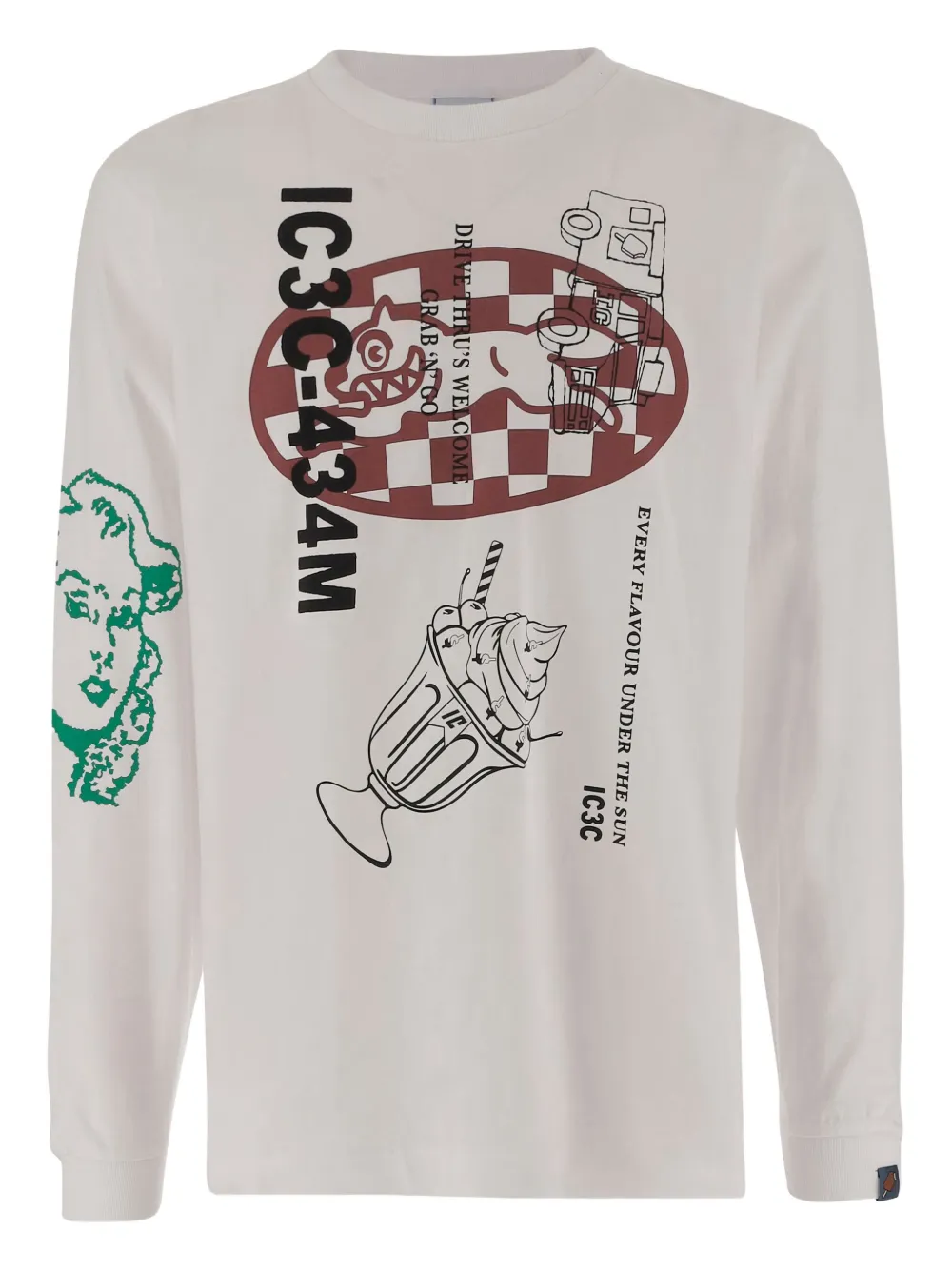 ICECREAM graphic-print long-sleeve T-shirt | White | Image 1