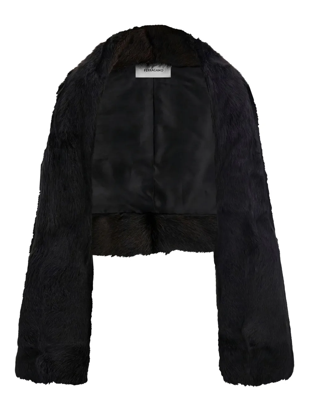 Ferragamo Kid Skin Cropped Jacket In Brown