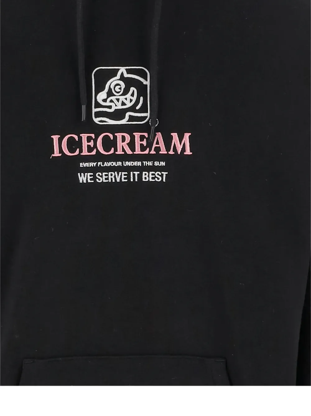 Icecream Mens Black Serve It Best Popover Embroidered Cotton-jersey Hoody Xl In Black