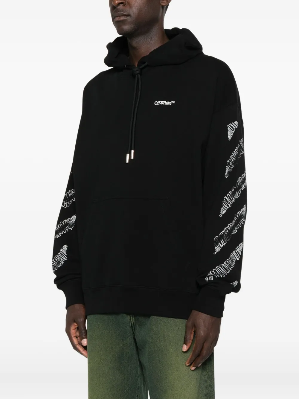 Off-White Hoodie met pijlmouwen Zwart