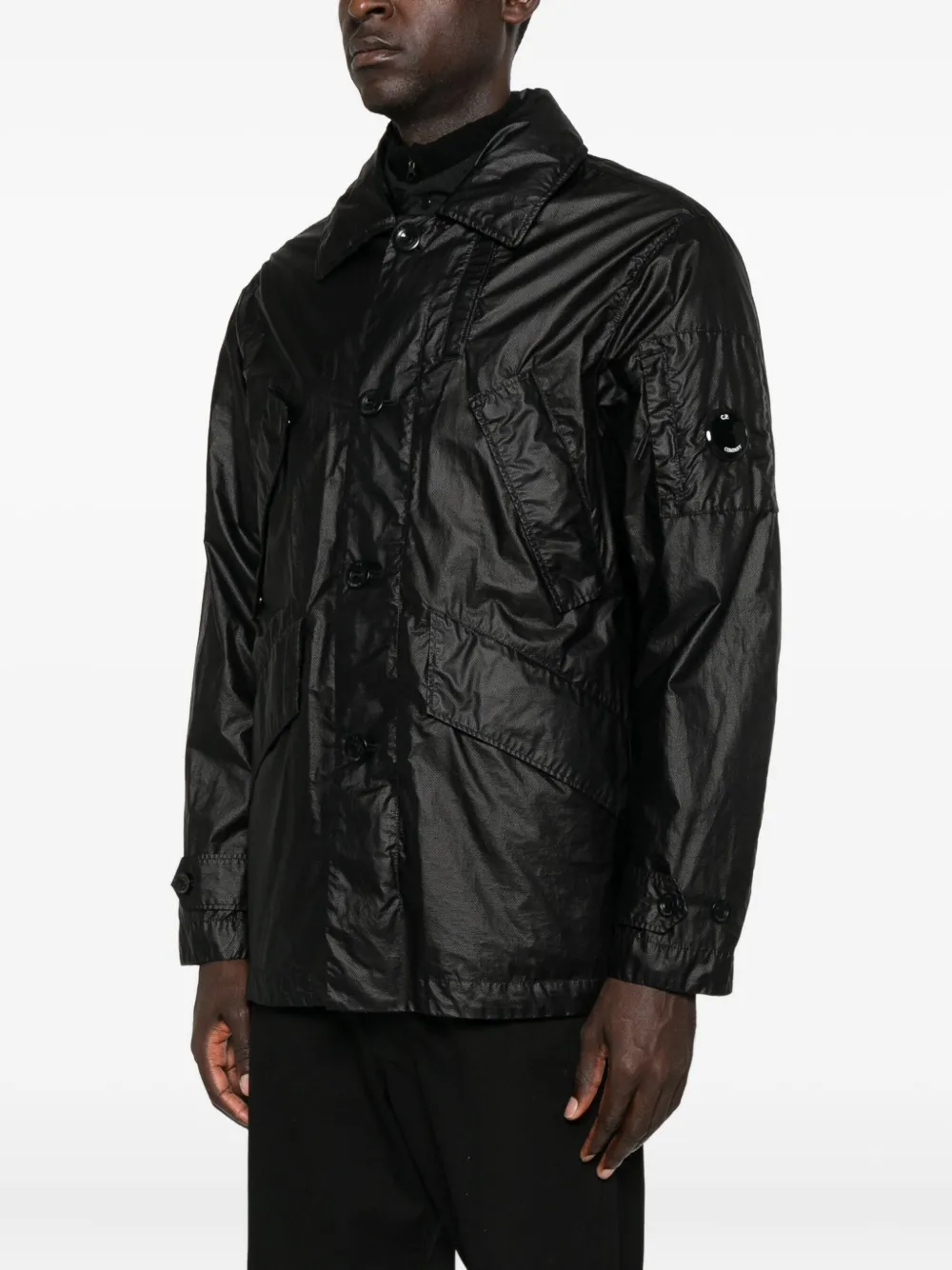 C.p. Company Lens-detail Button-fastening Jacket In Black