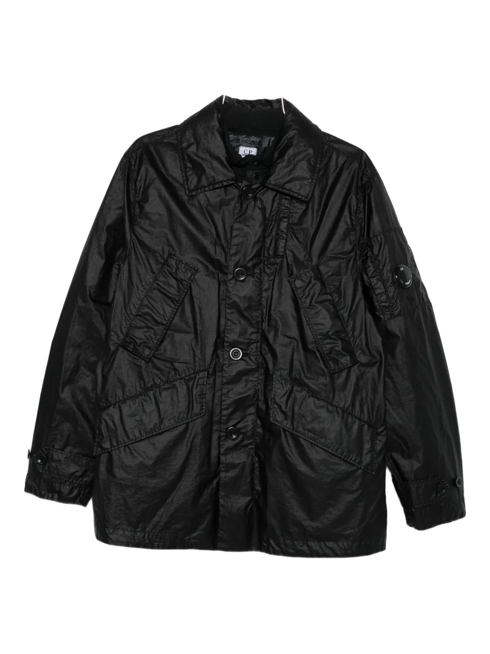 C.p. Company Lens-detail Button-fastening Jacket In Black