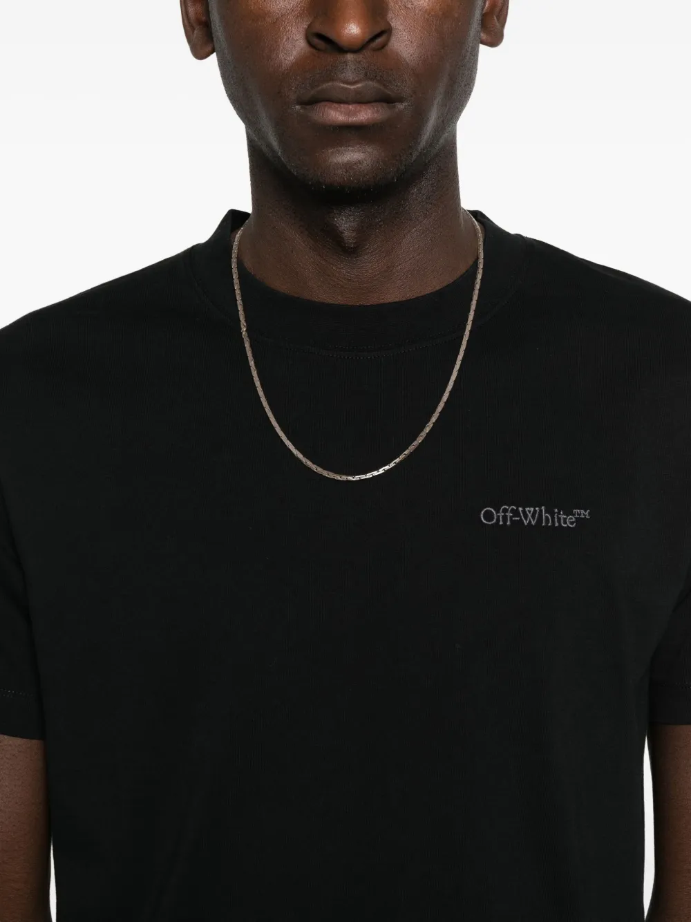 Off-white Slim Fit Arrow Logo Cotton Graphic T-shirt In Black