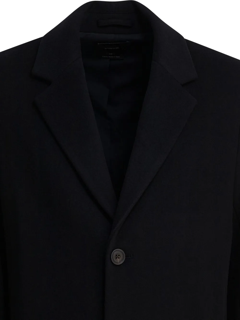 Vince Single Breasted Coat With Notch Lapel And Back Vent In Black