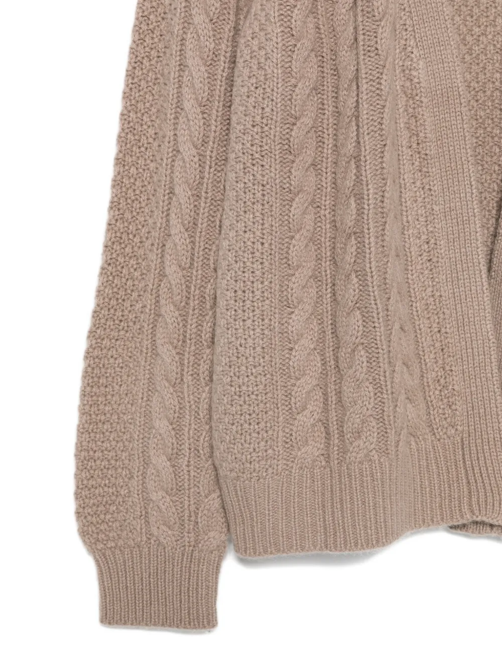 Liska Cable-knit Cardigan In Brown