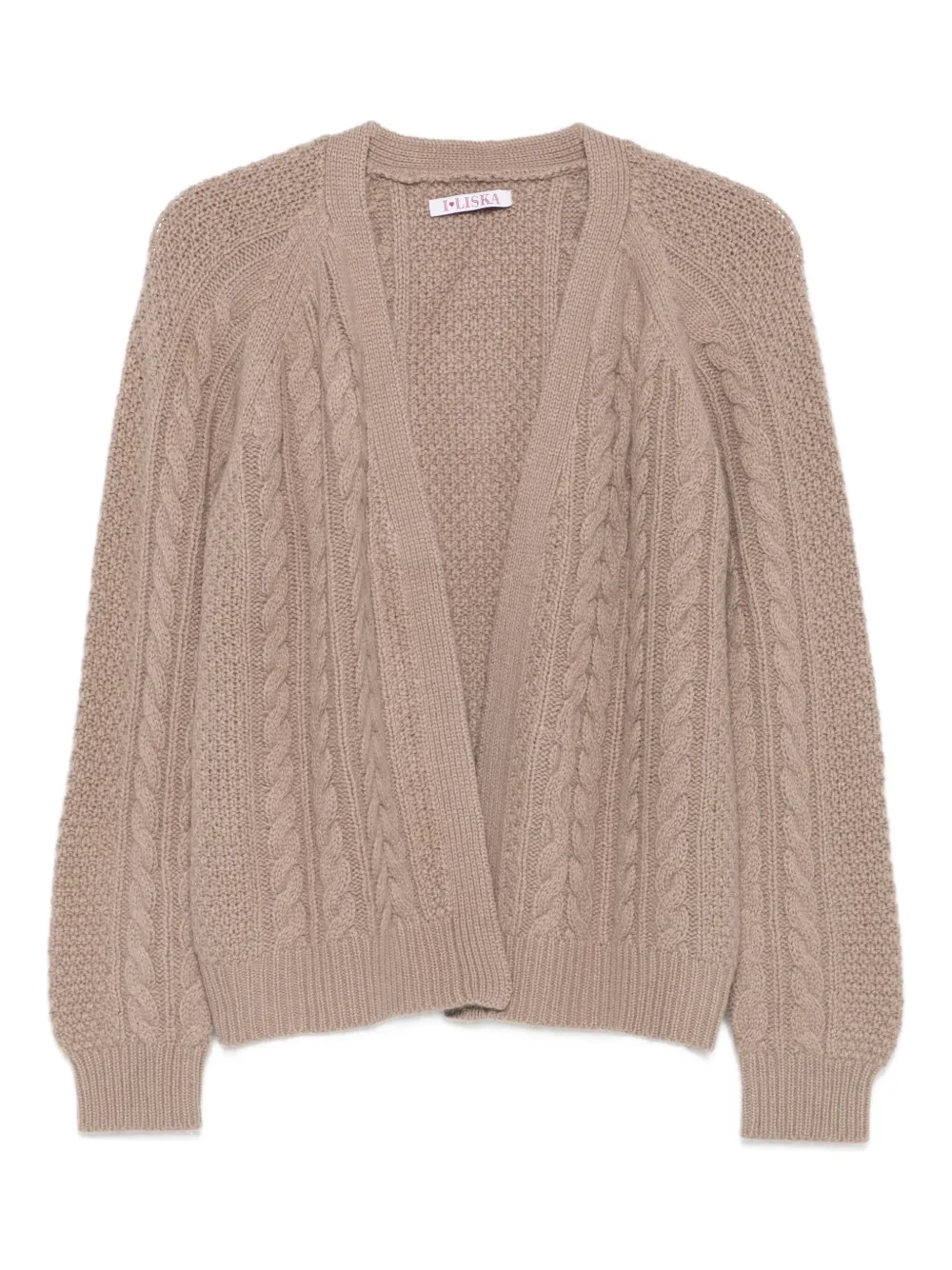 Liska Cable-knit Cardigan In Brown
